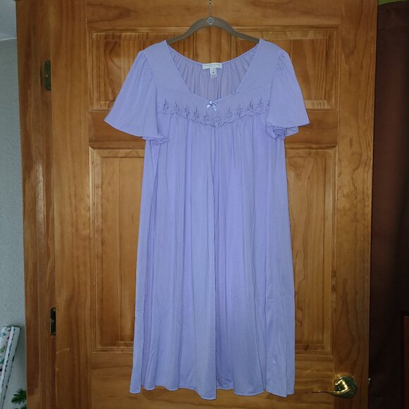 Miss Elaine Essentials Lavender Cap Sleeve Nightgown - Picture 1 of 9